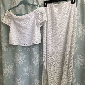 Lily Pulitzer White Two Piece Crop Top and Skirt